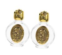 Amosfun 2pcs Glass Holy Water Bottles Leakproof Decorative Containers with Random Festival Patterns for Baptism Wedding Catholic Use