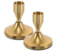 Amosfun 2pcs Golden Candlestick Holder Set, Romantic Metal Taper Candle Holder, Dining Table Centerpiece for Wedding, Valentine's Day, Birthday
