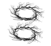 Amosfun 2pcs Halloween Indoor Wall Wreaths Black Fake Twig Door Decorations Reusable Lightweight Hanging for Party Photo Props Front Door Festive