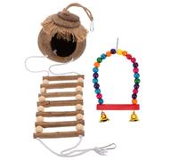 Amosfun 2pcs Hanging Coconut Bird House for Parakeet Nesting and Breeding