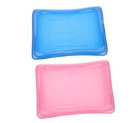 Amosfun 2pcs Inflatable Pool Floating Tray Set PVC Ice Tray for Serving Beverages Blue and Hot Pink for Outdoor Pools and Parties