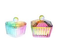 Amosfun 2pcs Iridescent Crystal Glass Manicure Cups with Lids Nail Art Liquid and Powder Mixing Bowls for Professional Nail Care and Acrylic Tools