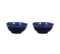 Amosfun 2pcs Irregular Blue Ceramic Footed Decorative Bowl | 350ml Capacity, Porcelain Finish Floral Pattern, for Trinkets, Nuts, Office or Coffee Table Use