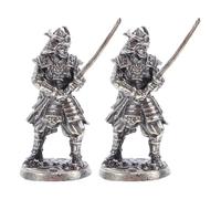 Amosfun 2pcs Japanese Samurai Warrior Statues Miniature Historical Figures Sculptures for Home Décor Asian Desk Ornament Japanese Festival Sculpture