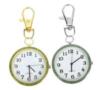 Amosfun 2Pcs Keychain Pocket Watch Rhinestone Hanging Lapel Watch Clip for Nurses Doctors Students Prevents Loss and Damage