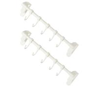 Amosfun 2pcs Kitchen Cabinet Door Towel Rack with 5 Hooks for Utensils | Plastic White Finish, Removable Reusable Design, for Cupboard Storage, Apartment Renters and Small Kitchens