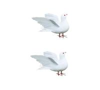 Amosfun 2pcs Large Wing Stretching Synthetic Pigeon Birds Peace Pigeon for Home Decor Wedding Party Bird Decoration