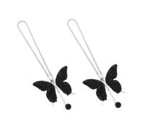 Amosfun 2pcs Lovely Car Interior Decoration Butterfly Car Charm Butterfly Rhinestones Hanging Pendant Rearview Mirror Pendant Rearview Mirror Decoration Black