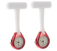 Amosfun 2pcs Luminous Pocket Watch for Nurses Lightweight Silicone Doctor Watch Practical Nurse Fob for Work