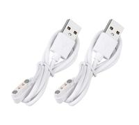 Amosfun 2pcs Magnetic 2-pin USB Smart Watch Charger Cable Universal Replacement Cord for Smartwatch Charging, White, Compatible with Multiple Brands, Wearable Device Accessory