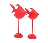 Amosfun 2Pcs Mediterranean Style Wooden Fish Decor Nautical Home Desktop Ornament Unique Beach Themed Decoration for Living Ocean