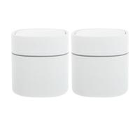Amosfun 2pcs Mini Desktop Trash Can with Flip-top Lid, 2l Plastic Small Trash Bin for Bathroom Counters and Indoor Setting, Sturdy Structure and Versatile Placement, White