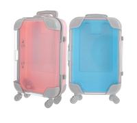 Amosfun 2pcs Mini Plastic Makeup Suitcases False Eyelashes Storage Boxes Simulation Trolley Design Portable Travel Cosmetic Cases for Women with Blue and Pink