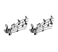 Amosfun 2pcs Music Note Wall Art Decor Stylish Music Theme Hanging Sign for Home Office Unique Decoration for Living Room Bedroom Cafe and More