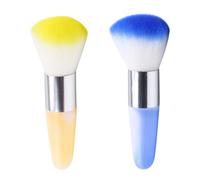 Amosfun 2pcs Nail Art Dust Brush Nail Powder Cleaner Artificial Fiber Makeup Brush Easy Application Convenient Carrying for Salon Professional Manicure Use Random Color