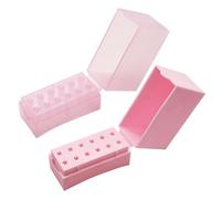 Amosfun 2pcs Nail Drill Bit Organizer Case with 12 Small round Holes Pink Storage Box for Manicure Nail Art Polishing Heads and Grinding Head Holder
