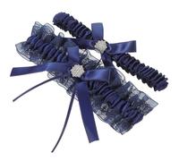 Amosfun 2pcs Navy Blue Lace Bridal Garter Set for Women, Elastic Wedding Leg Bands with Delicate Lace, Bride Leg Decoration for Wedding Ceremony