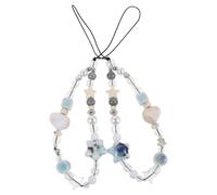 Amosfun 2pcs Navy Blue Phone Chain Star Charm with Beaded Plastic Design, Adjustable Anti-theft Mobile Phone Lanyard Wrist Strap for Women, Prevents Accidental Drops with Wide