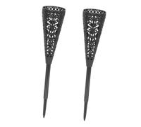 Amosfun 2pcs Outdoor Cemetery Flower Buckets with Hollow Stake Plastic Cone Vases for Grave Decorations and Floral Arrangements at Funerals and Memorials
