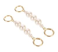 Amosfun 2pcs Pearl Bag Chain Extension Strap for Women Handbag Shoulder Replacement DIY Bag Accessories with 3x18mm White Pearls Suitable for Purse