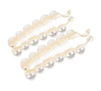 Amosfun 2pcs Pearl Banana Hair Clips for Thick Hair with Secure Hold Suitable for Updos Stylish and Elegant for Women on Special Occasions