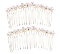 Amosfun 2pcs Pearl Hair Combs for Women Rhinestone Wedding Bride Hair Accessories Side Combs
