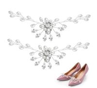 Amosfun 2PCS Pearl Shoe Buckles Fashion Diamante Crystals Shoe Decoration Crystal Shoe Buckles Rhinestone Shoe Clip for Wedding Women