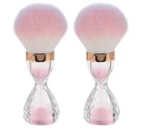 Amosfun 2pcs Pink Nail Duster Brush Set with Lightweight Plastic and Sand Fiber Material Featuring Large Curved Head Design for Manicure and Makeup Powder Cleaning