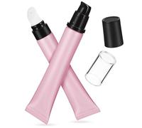 Amosfun 2pcs Pink Squeeze Lip Gloss Tubes Refillable Plastic Travel Containers with Matte Appearance, Multi-functional Use, Not Easily Deformed for Business Trips and Daily Carry