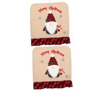 Amosfun 2pcs Plaid Chair Cover Chair Decor Christmas Gnome Holiday Covers Festival Supplies Xmas Back Seats Cover Table Covers Xmas Covers Linen