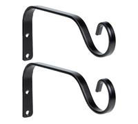 Amosfun 2pcs Planter Hanging Hooks Iron Wall Mounted Hanging Plant Bracket Black Arc Flower Baskets and Lanterns for Gardening and Indoors