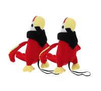 Amosfun 2Pcs Plush Parrot Shoulder Pirate Costume Accessories with Black Bandana Simulated Soft Stuffed Bird for Halloween Party and Cosplay Events