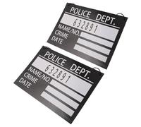 Amosfun 2pcs Prison Board Mugshot Sign Prop for Men Prisoner Costume, Realistic Black Cardboard with Jute Rope, Convenient Portability for Photo Booth and School Drama Rehearsals