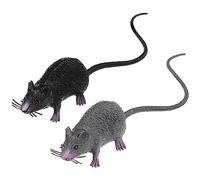 Amosfun 2pcs Realistic Mice Rat Toy Halloween Prank Props Creepy Halloween Tricks Pranks Props Decor For April Fools' Day Carnival
