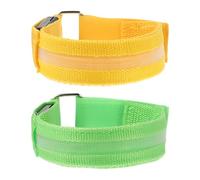 Amosfun 2pcs Rechargeable LED Light Safety Wristband, Night Running Armband with Fluorescent Yellow and Green Glow, Reflective Sports Bracelet for Outdoor Jogging and Cycling