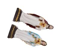 Amosfun 2PCS Religious Sculpture with Square Base Detailed Catholic Mary and Jesus Statues for Tabletop Entryway Biblical Christian Decor Compact Religious Table Decoration