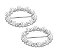 Amosfun 2pcs Rhinestone Scarf Ring Clips for Women round Pearl Shawl Buckle Tie Clips Decorative Knotted Button Shirt Accessories for Fashion Scarves