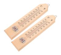 Amosfun 2pcs Rustic Wooden Glass Indoor Wall for Workshop and Kitchen, Easy to Install Wine Cabinet Temperature Gauge with Dual Scales and Wood Frame for Quick Temperature Reference