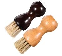 Amosfun 2pcs Shoe Cleaning Brush Set with Oval Soft Bristle Handles, Wood Material Shoe Polish Applicator for Cleaning and Shine, Versatile Use for Leather Products and Belts, for Office
