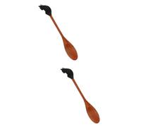 Amosfun 2pcs Simple Plain Wooden Cat Spoon for Soup for Cooking Desserts Tea Drinking