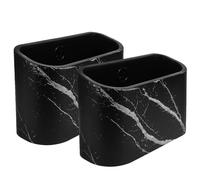 Amosfun 2pcs Small Desk Trash Cans Black Marble Plastic Mini Desktop Waste Bins for Home Office Open Top Table Trash Can Compact Space-saving Paper Basket for Study Conference