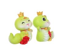Amosfun 2pcs Snake Figurine Chinese Zodiac Resin Animal Statues for Micro Landscape Decor Cake Toppers Office Decor Symbol of Luck for Birthday Parties and Home Decoration
