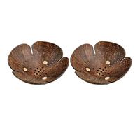 Amosfun 2pcs Soap Dish, Natural Coconut Bowl Soap Tray With Hole, Self Draining Soap Holder for Kitchen Bathroom
