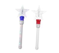 Amosfun 2pcs Spinning Star Light Up Wands for Red Blue LED Glitter Glow Sticks Portable and Party Accessories for Christmas Concerts and Festival Celebrations