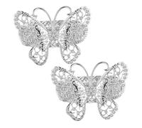 Amosfun 2pcs Spring-loaded Butterfly Curtain Tiebacks Metal Drapery Holdbacks for Bedroom Window and Shower Curtains Silver Decorative Rope Clips for Home and Office Drapes