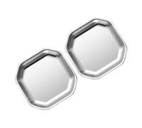 Amosfun 2pcs Stainless Appetizer Dish Octagonal Side Plate Korean Style Small Food Plate for Snack, Fruit and Afternoon Tea, Easy Clean Silver Tableware