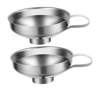Amosfun 2pcs Stainless Steel Wide Mouth Funnel for Jam and Food Transfer Kitchen Funnels for Large Ingredients Multi-use Canning and Powder Filling Tool