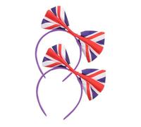 Amosfun 2pcs Uk Flag Bowknot Hair Headbands for Teens and Women High-stretch Lightweight Party Accessories with Feminine Bow Style Fit Masquerade Photo Props