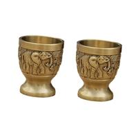 Amosfun 2Pcs Vintage Wine Cups Antique Liquor Shot Glasses for Home Bar Party Wear-Resistant Drinking Vessel with Polished Rounded Edges