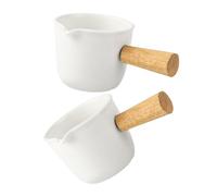 Amosfun 2pcs White Ceramic Mini Milk Jug Small Creamer Pitcher for Coffee Frothing and Syrup Dispensing Portable Porcelain Milk Pourer for Espresso Sauce Jam and Maple Syrup Serving